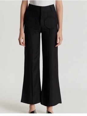 DESTREE Black Straight Pants Circular Pocket detail Size 38 Designer High Waist